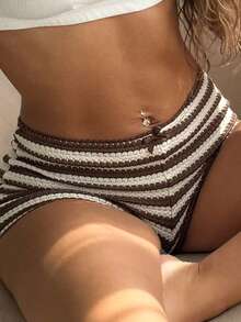 RebeccaVibe 女士优雅超低腰短裤，夏季时尚 - 彩色 - 查看 3