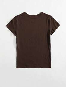 SHEIN LUNE Áo thun tay ngắn họa tiết chữ PERFECTLY Imperfect Graphic Tees dành cho nữ - màu nâu - Xem 2
