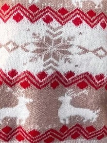 SHEIN LUNE 圣诞图案落肩毛衣，长袖上衣