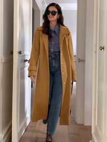 Elyressa Niche New Style Lapel Classic Single-Breasted Woolen Coat - Khaki - View 4