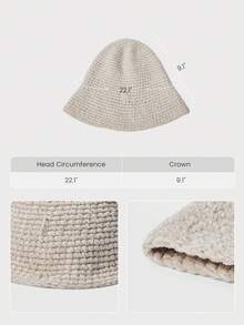 GLOWMODE Winter Weave Soft Warm Plush Chenille Yarn Crochet Bucket Hat Autumn Winter Daily Casual Wear - Beige - View 5