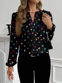 Glamance Maria Clara Maia Casual Minimalist Women's Floral Print Long Sleeve Shirt, Suitable For Spring And Autumn Women Blouse Elegant Bird Print Blouse Floral Print Blouse Long Sleeve Blouse Women Fashion Blouse Fall Women Clothes Back To School Work Clothes Women Autumn And Winter Business Casual Outfits Going Out Elegant Blouses New Year Chic Stylish Clothing Collection