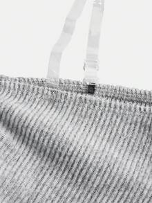 Firerie Kids Firerie Kids 两件套少女休闲针织不对称领T恤和阔腿裤套装，适合秋冬季日常休闲穿着 - 灰色 - 查看 4