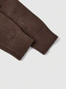ROMWE Kawaii Millennium Vintage Sexy Deep V Bodycon Sweater - Brown - View 4
