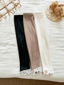 SHEIN LMoss Kids Young Girl French Elegant Leggings/Multi-Piece Set - Multicolor - View 3