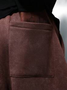 PLAYBOY X SUMWON Celana jogger longgar dengan tali serut di pinggang dan garis-garis di samping untuk kenyamanan kasual. - Coklat - View 7