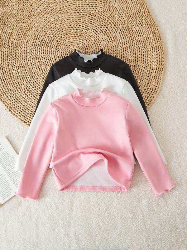 3 sztuki/zestaw dziewczęcy, gruby, miękki, różowy, biały, khaki, wielokolorowy zestaw bielizny, słodka, modna i uniwersalna, jesień/zima