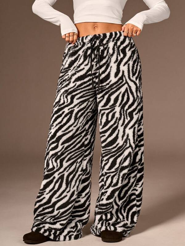 SHEIN Forever 21 Pantalones casuales de mujer de pierna recta y cintura con cordón