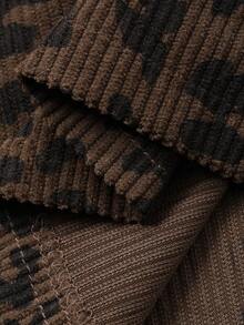 Dazy Plus Plus Size Women Elastic Waist Loose Leopard Print Straight Leg Long Corduroy Pants