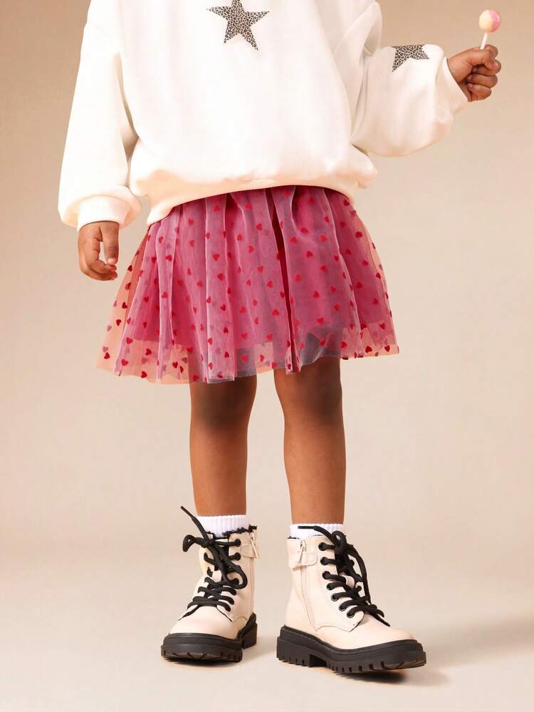 Tulle Skirt With Heart Polka Dots