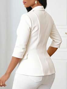 SHEIN Lady Off-Shoulder Collar Light Blue Women's Pleated Long Dress,Fall Clothes For Women Women White Blazer Women Blazers