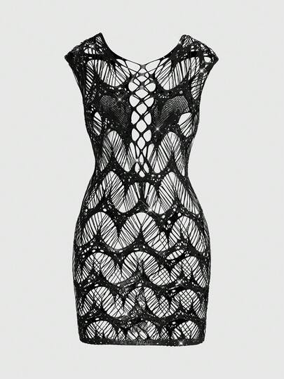 Goth Camisón sexy de malla gótica para mujer