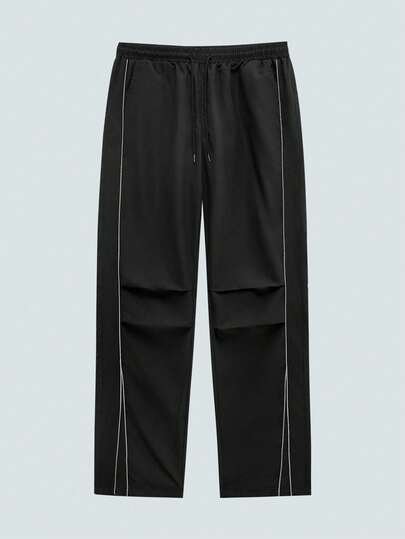 Modcrash 男士十字绣休闲裤，反光条设计，抽绳腰带，时尚百搭，适合海滩、日常穿着、运动、跑步等场合，宽松直筒裤型，春夏秋冬皆宜，街头风十足，是送给男友/老公的理想礼物，春夏秋冬皆可穿着。