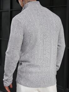 Manfinity CasualCool Camiseta de manga larga con media cremallera casual para hombres, versátil parte superior de punto con botones para hombres en otoño e invierno, camisas de punto para hombres Henley gris para uso diario, ocio, viajes de fin de semana, actividades al aire libre, expediciones de viaje, entornos de trabajo relajados o ocasiones semi-formales, regalo para novio/esposo, regalo de aniversario/cumpleaños, fiesta de Navidad, Año Nuevo, boda - Gris Claro - Ver 2