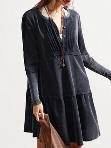 Bohemela Casual Solid Color Knit Long Sleeve Mini Dress For Women - Black - View 4