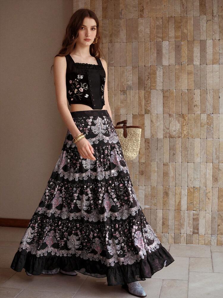 DAMEN BESTICKTES TRÄGER-TOP