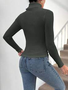 2 pezzi Maglione a collo alto semplice e minimalista da donna, maniche lunghe, set per uso quotidiano