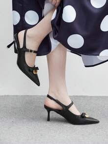 CUCCOO BIZCHIC Damen Spitze Zehen Schnallen Design Mode High Heel Sandalen für den täglichen Gebrauch - Schwarz - Übersicht 5