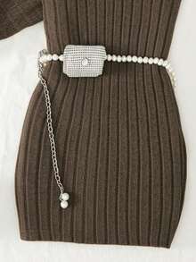 Elladie kids 女孩情人节新款优雅针织连衣裙套装，蕾丝无袖背心上衣+吊带迷你连衣裙，两件套春季装 - 咖啡棕 - 查看 6