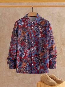 HIMLAND Men's Retro Style Printed Long Sleeve Shirt Flannel - Multicolor - View 2