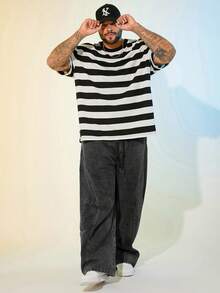 EASEVO Jeans lunghi in denim blu casual oversize, taglie comode per uomo