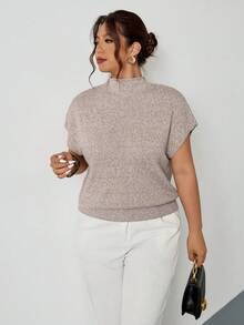 Firerie Plus Size Casual Stand Collar Sleeveless Sweater Summer Spring - Apricot - View 5