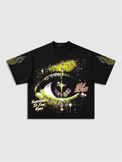 Street Life Loose Fit Short Graphic Print T-Shirt For Men