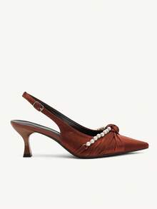 CUCCOO CHICEST 女士时尚优雅水钻仿珍珠装饰高跟婚鞋 - 鏽棕色 - 查看 10