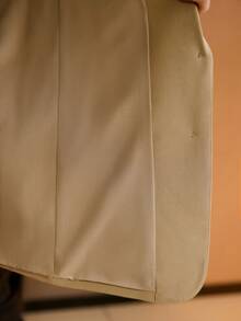 MOTF PREMIUM WOMEN'S CONTRAST SATIN SINGLE-BREASTED KHAKI ELEGANT OFFICE BLAZER - Khaki - View 7