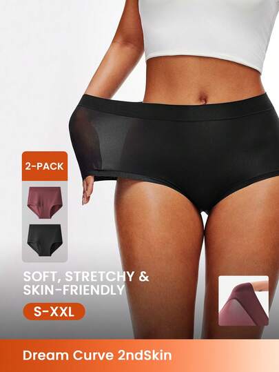 LUVLETTE Paquete de 2 bragas básicas de tiro medio sin marcas para mujer - Ropa interior cómoda y casual