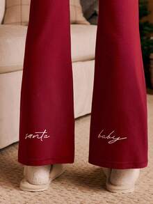 GLOWMODE 31" FeatherFit™ Merry Mode Soft Stretchy Sweat-Wicking Flared Leggings Holiday Christmas Outdoors Yoga Pilates Studio Wear Spring Summer - Burgundy - View 4