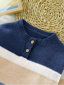 SHEIN Ombre Knit Cardigan, Half-Open Collar, Warm & Casual Minimalist, Autumn/Winter