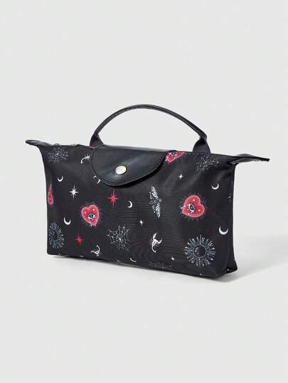 Grunge Punk Multifunctional Women's Compact Coin Purse For Daily Use, Fashionable, Color Block, Lightweight