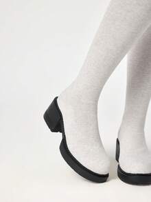 ROMWE Women's Thigh High Boots For Christmas - Beige - View 3