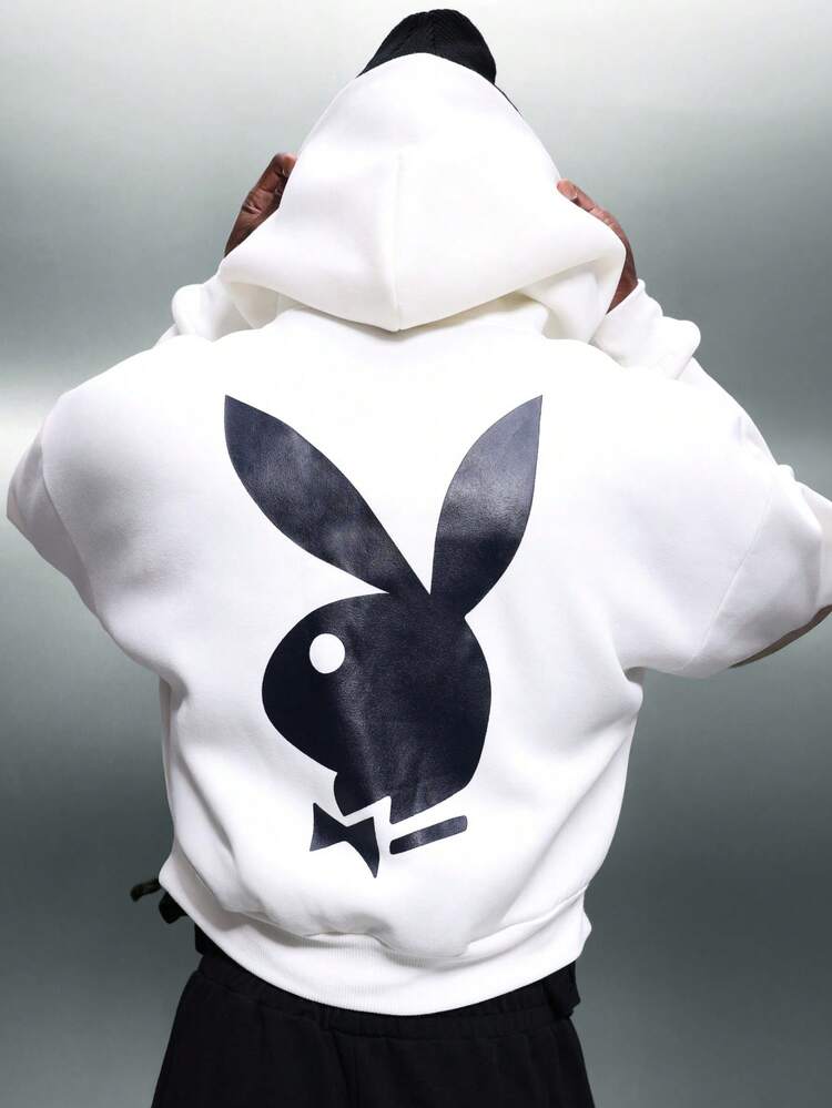PLAYBOY X SUMWON Crop Fit Pullover Hoodie With Drawstring