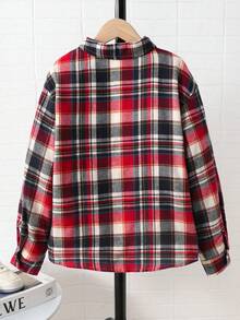 Leap Crew 男童休闲学院风格子翻领落肩贴袋长袖衬衫，适合圣诞节、日常穿着，兄弟款 - 彩色 - 查看 6