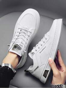 zapatos hombre zapatillas Calzado informal para hombre, zapatillas deportivas ligeras y transpirables con cordones, calzado deportivo para hombre, elegante, de suela blanda, antideslizante, resistente al desgaste, adecuado para uso diario, salir, trabajar, ir a la escuela y practicar deportes. - ceniza blanca - Ver 3