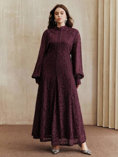 Anewsta Vestido maxi de vuelo con encaje para mujer, adecuado para primavera, verano, otoño, festivales, vacaciones, elegante, casual de negocios, chic