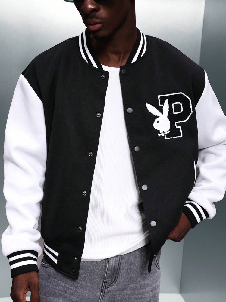 PLAYBOY X SUMWON Varsity Jacket With Snap Buttons And Logo
