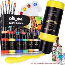 14/24 Colors Stain Glass Paint Set With 6 Paint Brushes & 1 Palette, 30ml/1.01oz Tube Glass Colour Paints, Waterproof Permanent Glass Painting Kit For Arts On Canvas, Wine Glasses, Bottles & Windows,12 Colors Glass Paint Set,12ml/0.4oz Tube - As Shown - View 7