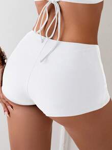 Swim Basics Ladies' Summer Beach Versatile Simple Shorts - White - View 2