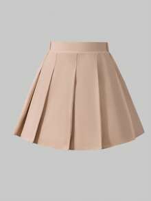 SHEIN Sparklyn Mädchen Plissee-Rock mit hoher Taille und eingebauter Sicherheitsshorts, 2-in-1 Rock-Hose, vielseitig für alle Jahreszeiten, kann mit Hemden, T-Shirts, Polo Shirts, Hoodies, Jacken kombiniert werden - Khaki - Übersicht 7