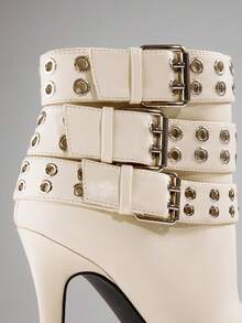 SHUZIA Women's Glamorous Sexy Pointy Toe Stiletto Heel Ankle Bootie For Christmas - White - View 7