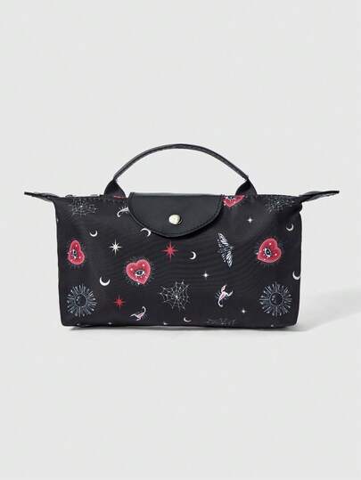 Grunge Punk Multifunctional Women's Compact Coin Purse For Daily Use, Fashionable, Color Block, Lightweight