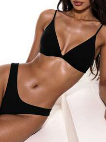 Swim Basics Solid Color Sexy Bikini Swimsuit For Beach Vacation