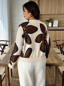 SHEIN LUNE Chaqueta de talla grande con estampado floral, patchwork floral - Multicolor - Ver 6