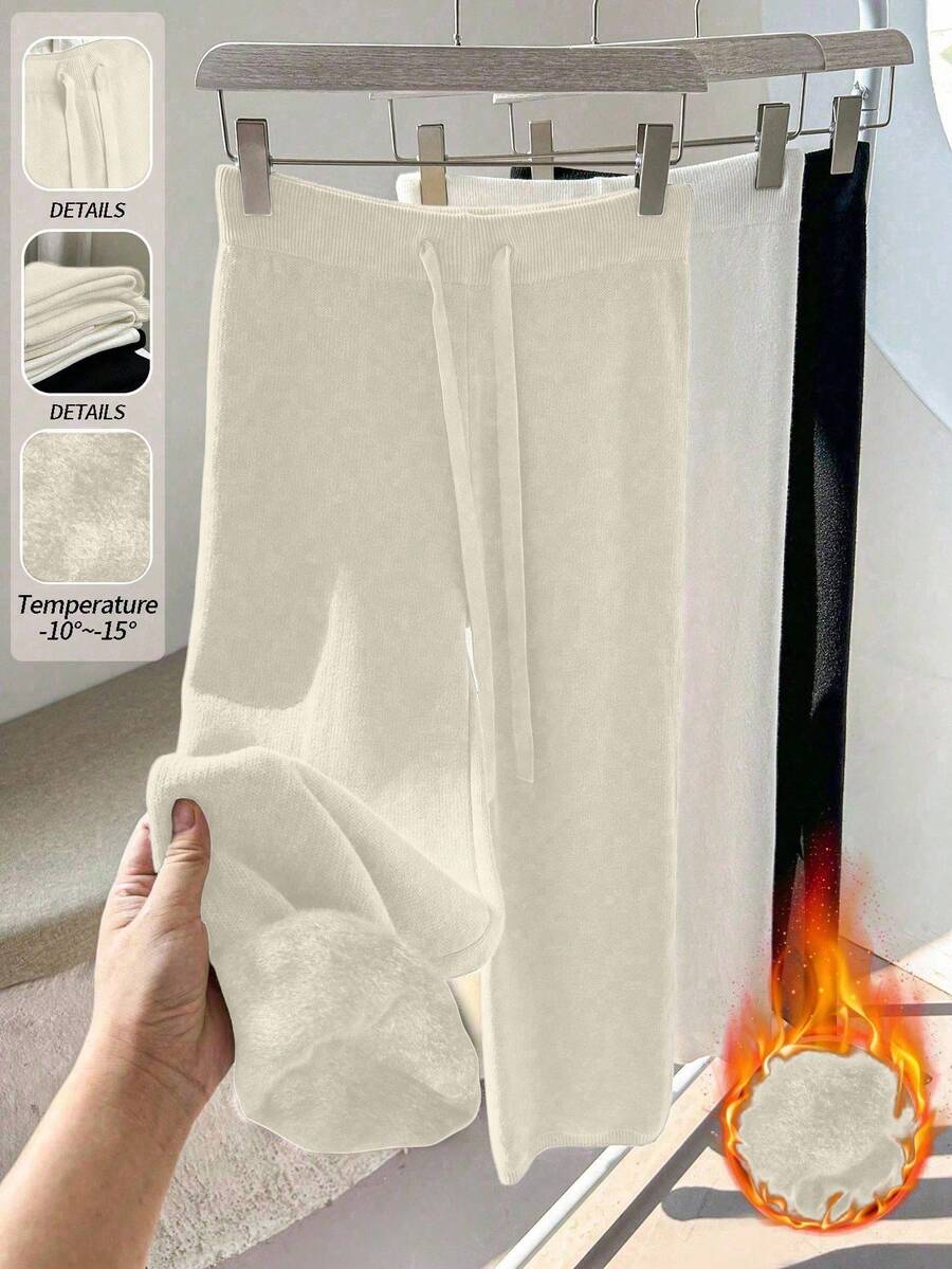 SHEIN PETITE 新款秋冬保暖宽松针织抽绳休闲毛衣裤套装（女款）