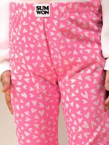 SUMWON Heart Pattern Leggings For Girls Full Length Stretch Bottoms Valentine Fashion Kids Wear - Pink - View 6