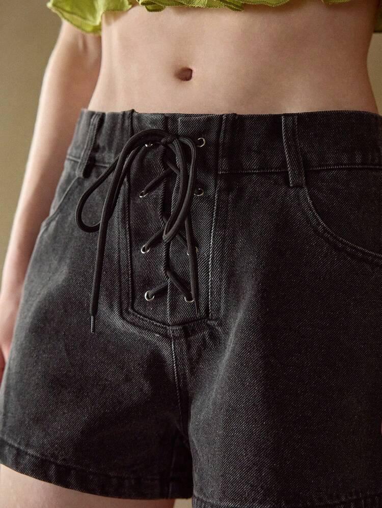 MOTF STUDIO SHORTS VAQUEROS CON CORDONES PARA MUJER, OTOÑO/INVIERNO