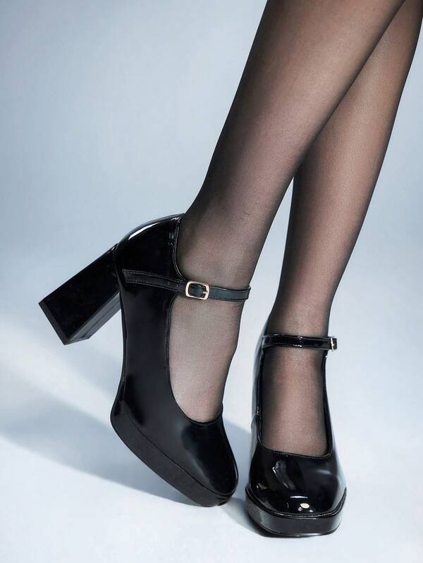 Sugerpunk Nuevos zapatos de tacón alto y plataforma de moda color borgoña, versátiles para todas las estaciones, ideales para fiestas o el trabajo